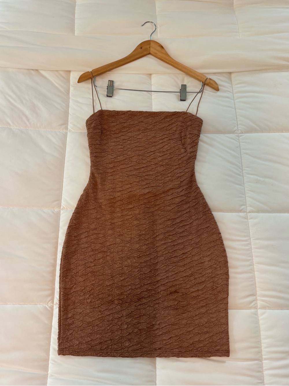 Windsor Brown Textured Low-Back Mini Dress